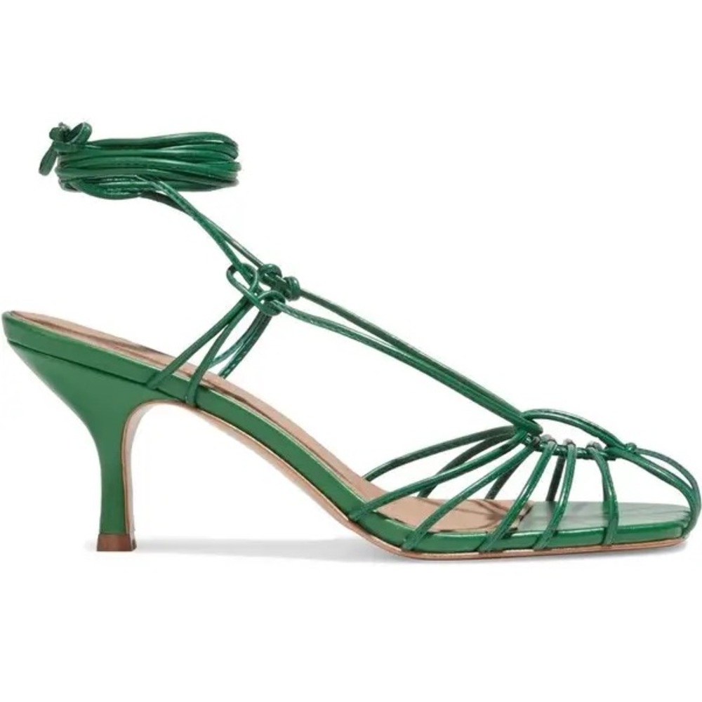 NWOT IRIS & INK Odette Faux Leather Sandals In Green